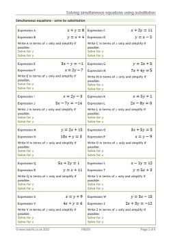 Simultaneous Equations Worksheet Algebra Ks Teachit Worksheets