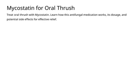 Mycostatin for Oral Thrush – meds.is