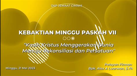 LIVE KEBAKTIAN MINGGU PENTAKOSTA GKPJ CIMAHI YouTube