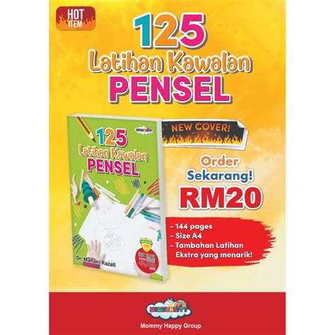 Buku 125 Latihan Kawalan Pensel Buku Menulis Prasekolah Tadika