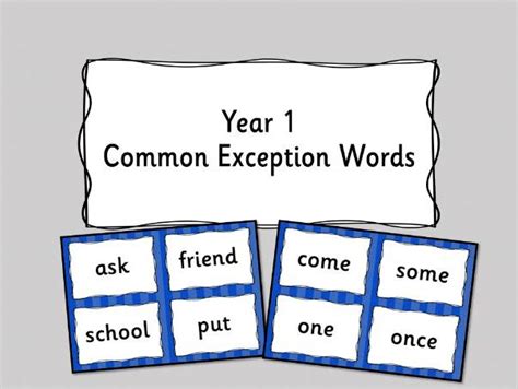 Year Common Exception Word Display Blue Stripes Teaching Resources