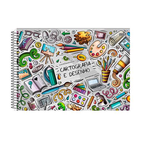 Caderno Capa Dura Desenho - Caderno Desenho Capa Dura 27,5x20cm Com 60fls Neutro