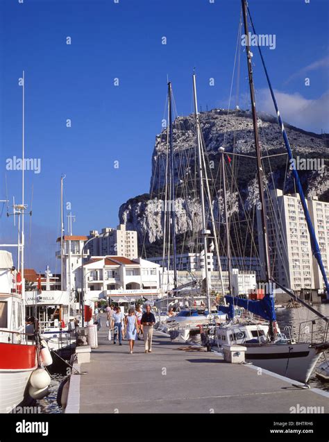 View Of Marina And Rock Of Gibraltar Marina Bay Gibraltar Stock Photo