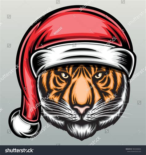 Tiger Christmas Hat Premium Vector Stock Vector Royalty Free 1865000602 Shutterstock