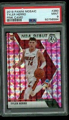 Tyler Herro 2019 20 Panini Mosaic Pink Camo Prizm Refractor ROOKIE PSA9