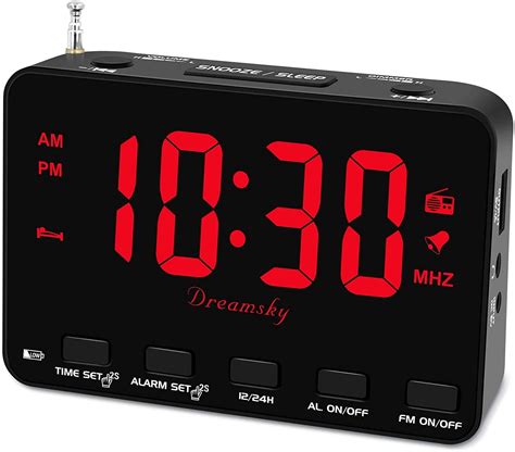 Dreamsky Alarm Clock Radio For Bedroom Small Digital Clock With Backup Battery Outlet Powered