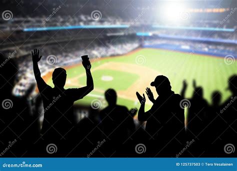 Baseball Fans And Crowd Cheering In Stadium Stock Image Image Of