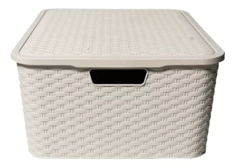 Caja Organizadora Simil Rattan Grande Xl Pack Por U En Venta En