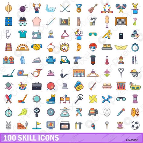 Skill Icons Set Cartoon Style Stock Vector Crushpixel