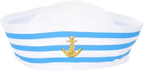 Sombrero de marinero azul marino con sombrero de vela blanco capitán