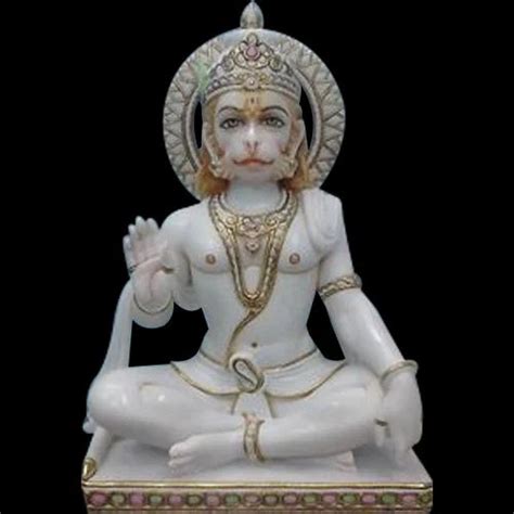 Om Arts White Marble Lord Hanuman Statue For Worship Size 3 Ft At Rs