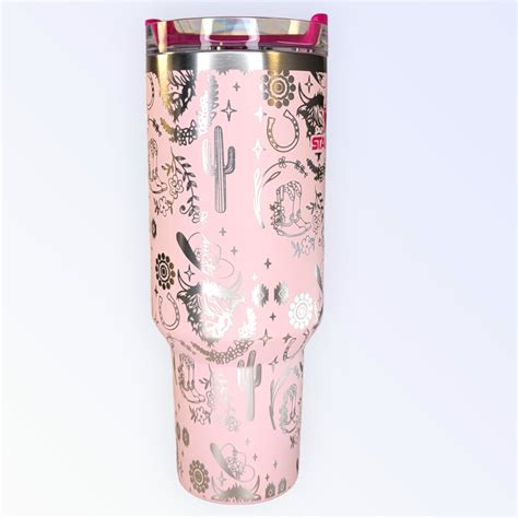 Pink Stanley Cowgirl Engraved Tumbler Etched Cowgirl Stanley Etsy