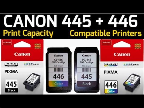 Canon 445 Black 446 Color Cartridges Print Capacity Compatible