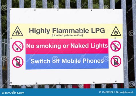 Highly Flammable No Smoking No Naked Lights Danger Sign Stock Photo