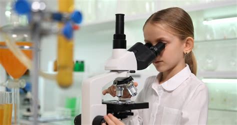 child using microscope school chemistry laboratory Stock Footage Video ...