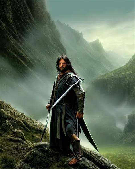 Aragorn From Lord Of The Rings Cover Art By Stephen Stable Diffusion