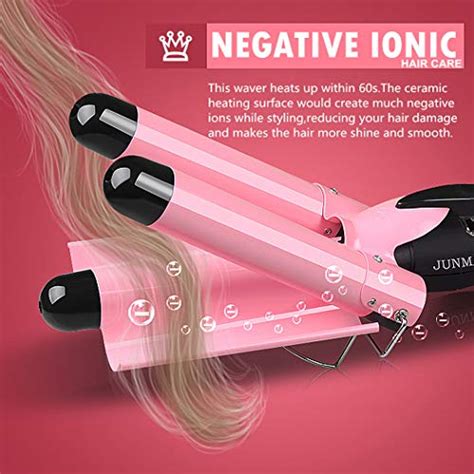 3 Barrel Curling Iron Wand 1 Inch Ceramic Tourmaline Triple Barrels