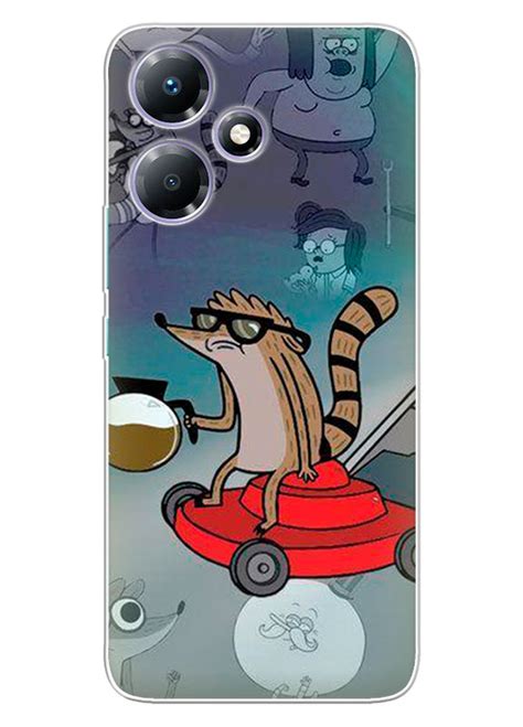 Чехол для Infinix Hot 30i Regular Show Обычное шоу Ригби с кофе и в очках