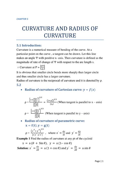 Radius Of Curvature Full File Chapter 5 Curvature And Radius Of
