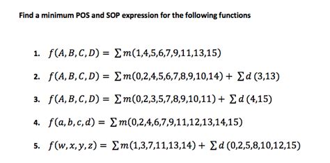 Solved Find A Minimum POS And SOP Expression For The Chegg