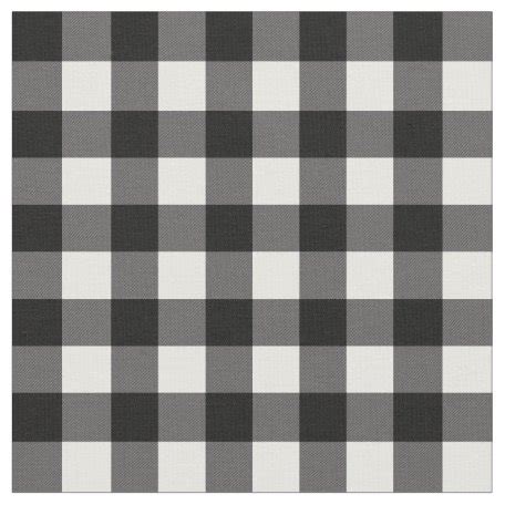 Rustic Black and White Buffalo Plaid Fabric | Zazzle