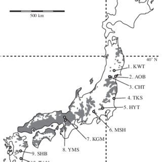 The Natural Distribution Of Pinus Densiflora In Japan Shaded Areas