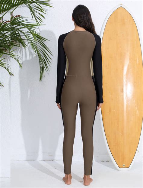 Adventure Base Layer Zip Front Long Sleeve One Piece Rash Guard Swimsu