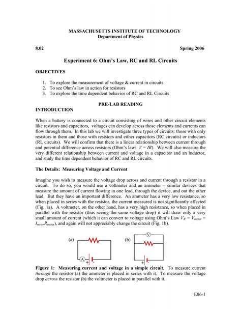 Experiment Ohm S Law Rc And Rl Circuits