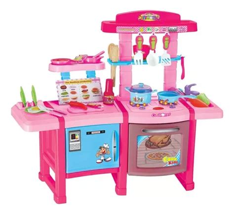 Brinquedo Infantil Chef Cozinha Fogão Maleta Rodinha 2 Em 1 Cor Rosa