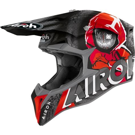 Capacete Airoh Wraap Alien Vermelho Fosco Grid Motors