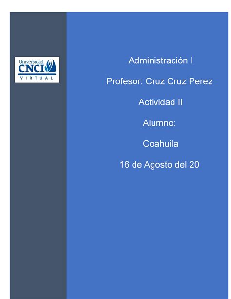 Actividad 2 Administracion Administración I Profesor Cruz Cruz Perez