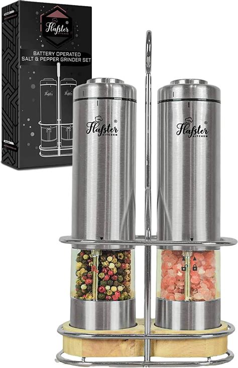 Electric Salt And Pepper Grinder Set Battery Operated Stainless Steel