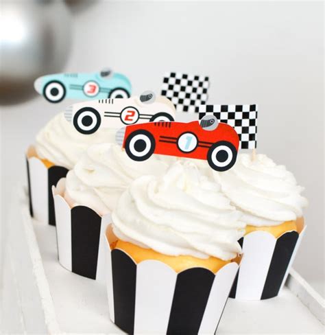 Vintage Race Car Cupcake Toppers Car Cupcake Toppers Race Etsy