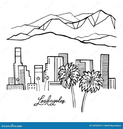 Illustrazione Vettoriale Los Angeles America Simbolo Di Stile Disegnato