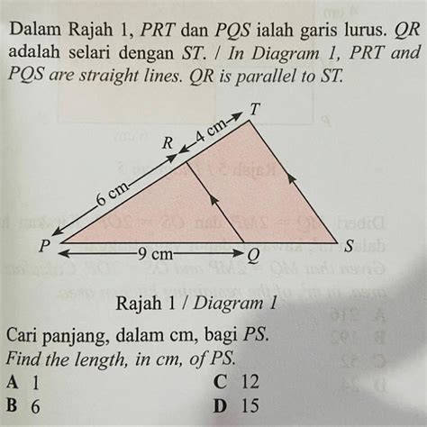 Solved Dalam Rajah Prt Dan Pqs Ialah Garis Lurus Qr Adalah Selari