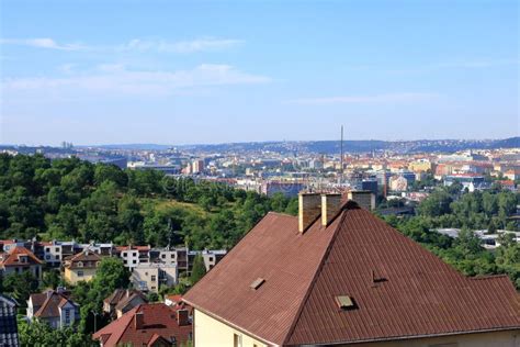 Prague Beautiful Panoramic Aerial View From Above Czech Republic Stock