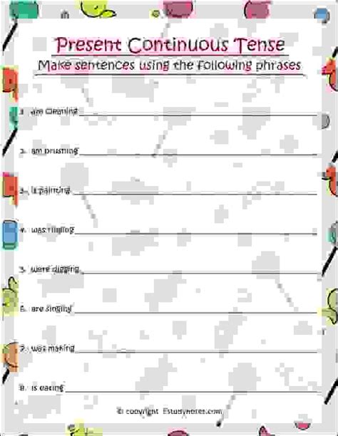 Present Continuous Tense Worksheets For Class 2 Estudynotes