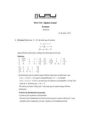 Pauta Prueba Mat Algebra Lineal Prueba N De Abril