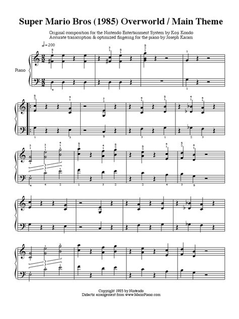 Mario Sheet Music Overworld Main Theme Pdf