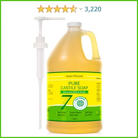 Ewg Verified Castile Soap 1 Gallon No Palm Oil Unscented Mild And Gentle Liquid Soap For