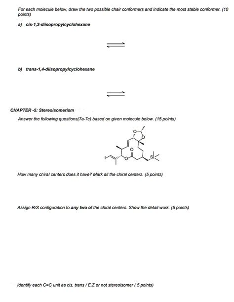 SOLVED For Each Molecule Below Draw The Two Possible Chalr Conformers