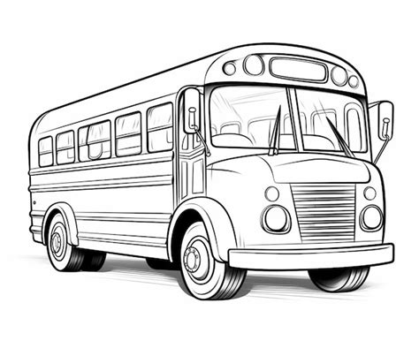 Premium Photo | Bus coloring page for kids transportation coloring pages printables