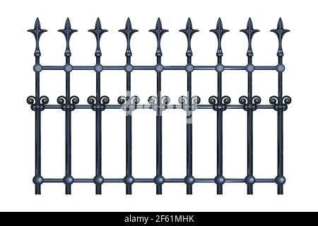 Vector Illustration Wrought Iron Modular Railing And Fence Vintage