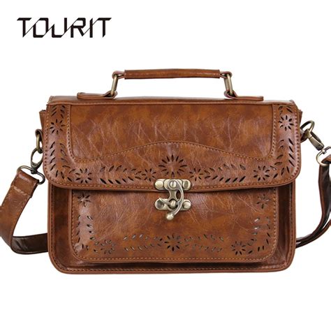 TOURIT 2017 New Women's Brown Vintage Leather Briefcase Luxury Women Document Briefcase ...