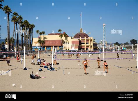 The Beach Volleyball Courts At The Main Beach Near The Santa Cruz Beach