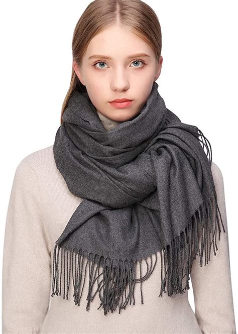 Cashmere Winter Warm Scarf Pashmina Shawl Wrap For Women And Men Dark Gray Long Large Soft