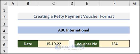 How To Create A Petty Cash Payment Voucher Format In Excel 5 Steps