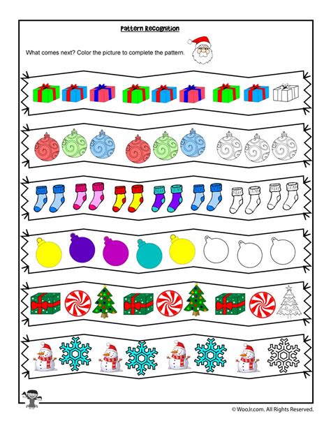 Christmas Pattern Worksheets For Preschoolers AlphabetWorksheetsFree