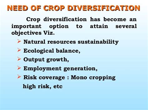 Crop Diversification For Sustainable Agriculture