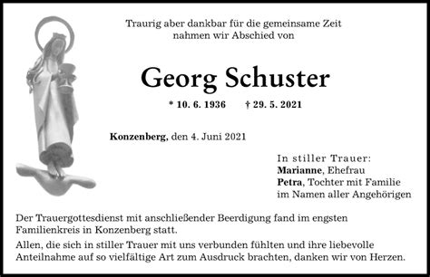 Traueranzeigen Von Georg Schuster Augsburger Allgemeine Zeitung